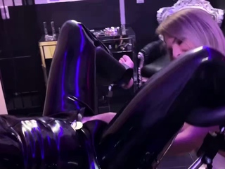 Femdom fetish mistresses fuck bdsm loser with strapon